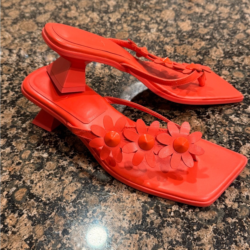 Gianni Bini Orange Floral Square-Toe Sandal - Picture 2 of 4